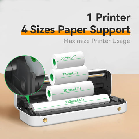 PeriPage A4 Paper Printer Thermal Transfer Printer Wirless Photo Printer USB BT Picture Printers Support 2''/3''/4''Paper Width