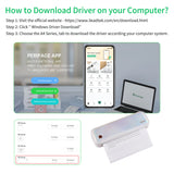 PeriPage A4 Paper Printer Thermal Transfer Printer Wirless Photo Printer USB BT Picture Printers Support 2''/3''/4''Paper Width