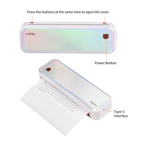 PeriPage A4 Paper Printer Thermal Transfer Printer Wirless Photo Printer USB BT Picture Printers Support 2''/3''/4''Paper Width