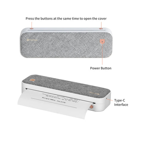 PeriPage A4 Paper Printer Thermal Transfer Printer Wirless Photo Printer USB BT Picture Printers Support 2''/3''/4''Paper Width